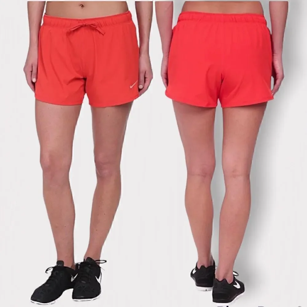 Nike Dri Fit Phantom Dual Running Shorts Fold Over Waist Orange Sz S